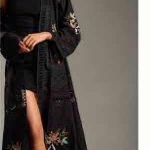 Anthropologie Black Floral Maxi Dress